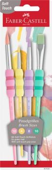 Faber-Castell Pinselset 4er-Set Pastell 3 Haar- + 1 Borstenpinsel Softgriffstück